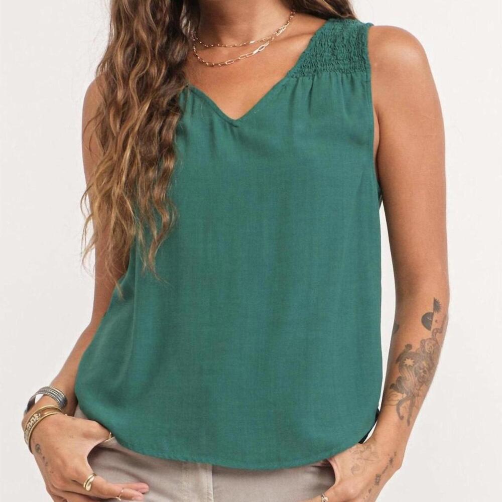 Dear John Denim Paige Ruched Tank Galapagos Green size S spring casual